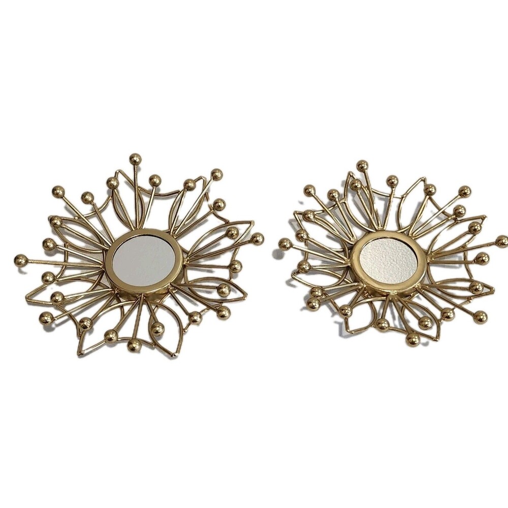 Sunburst Gold Metal Mirror Wall Decor Set 6.5"